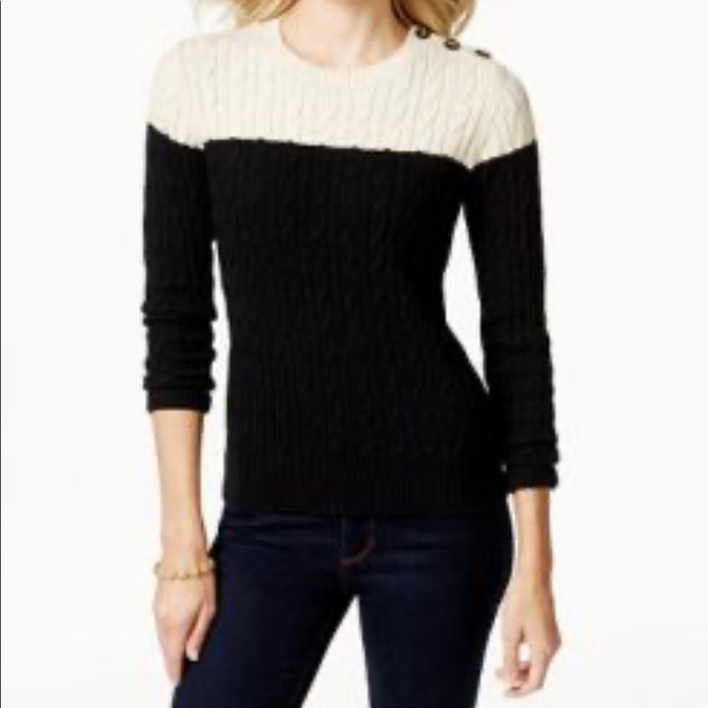 Charter Club Color Blocked Cable Knit Sweater